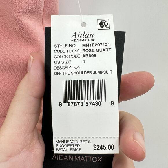Aidan Maddox Off the Shoulder Bow Jumpsuit Size 4 Rose Pink Wide Leg New $245 - Picture 8 of 16